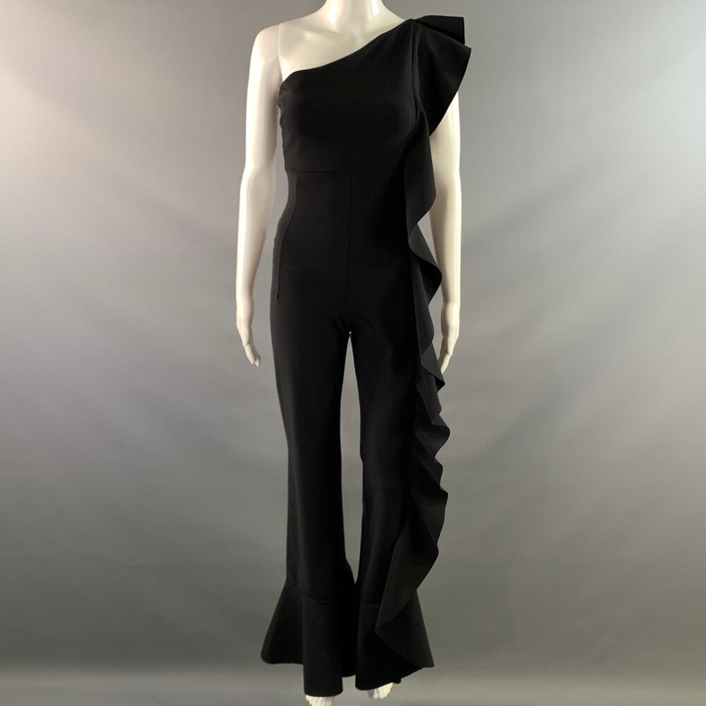 CHIARA BONI Size 4 Black Polyamide Blend Ruffle Jumpsuits